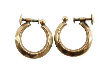 Lot 54 - A pair of hoop earrings, with screw fittings,...