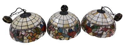 Lot 762 - A set of three Tiffany style ceiling...