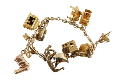 Lot 46 - A 9ct gold fancy link bracelet, on a bolt ring...