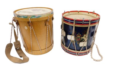 Lot 764 - A painted military style drum, decorated with...