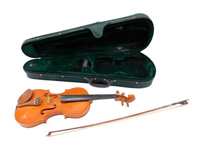 Lot 765 - A Stentor Music Company violin, with bow, in a...