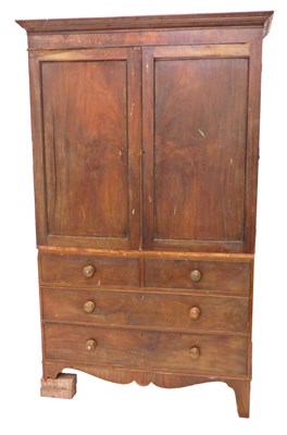 Lot 822 - A 19thC mahogany linen press, the top with two...