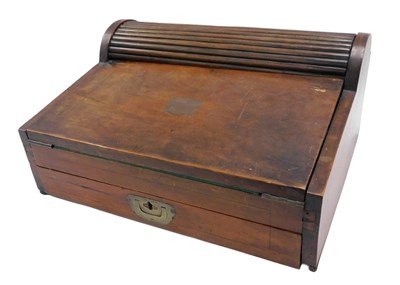 Lot 840 - A 19thC teak campaign writing box, with hinged...