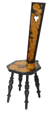 Lot 814 - An early 20thC ebonised and pokerwork spinning...