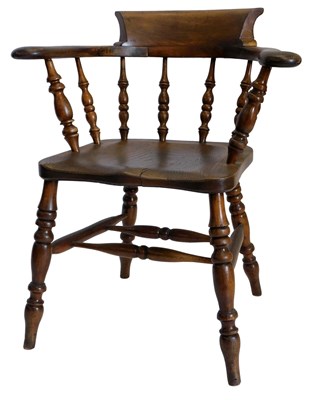 Lot 841 - A 19thC ash and elm Captain's chair, with...