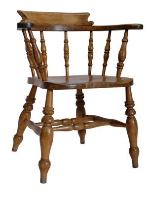 Lot 842 - A 19thC ash and elm Captain's chair, with...