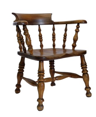 Lot 843 - A 19thC ash and elm Captain's chair, with...