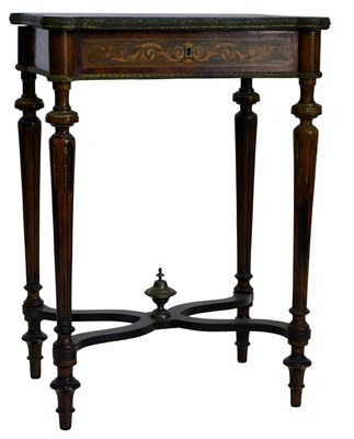 Lot 43 - A late 19thC French walnut and marquetry work...