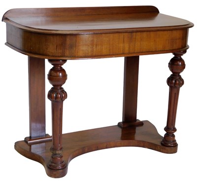 Lot 832 - A 19thc D shaped mahogany wash stand, with a...