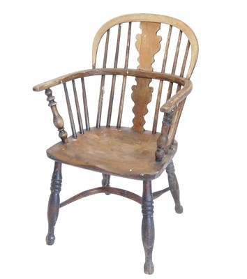 Lot 919 - A 19thC ash and elm Windsor chair, with...