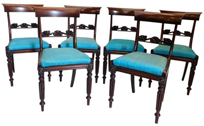 Lot 857 - A set of six William IV mahogany dining chairs,...