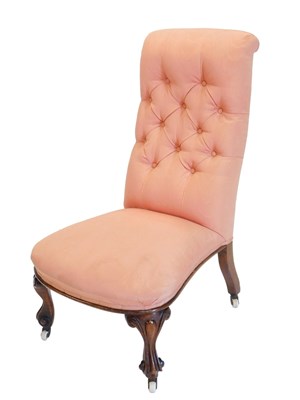 Lot 946 - A Victorian walnut nursing chair, with padded...