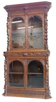 Lot 902 - A late 19thC Victorian oak cabinet, with a...