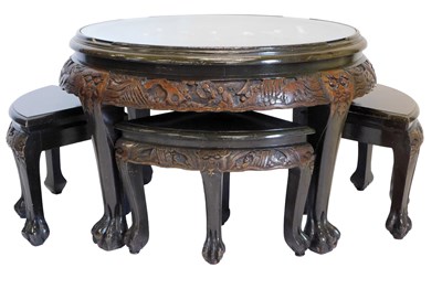 Lot 866 - A 20thC Oriental hardwood nest of tables, the...