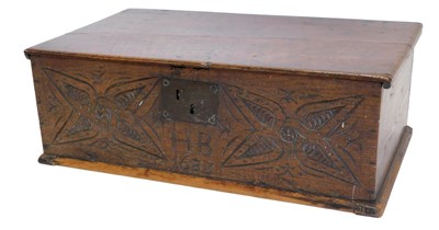 Lot 907 - An 17thCoak bible box, initialled HB, dated...