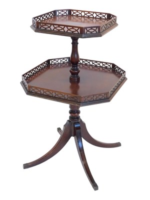 Lot 913 - A Chippendale style mahogany dumb waiter, two...