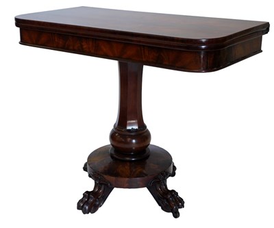 Lot 873 - A William IV plum pudding mahogany card table,...