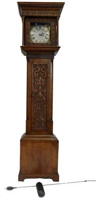 Lot 925 - A Victorian oak long case clock, square brass...