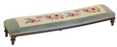 Lot 895 - A mahogany fender stool, with floral woolwork...