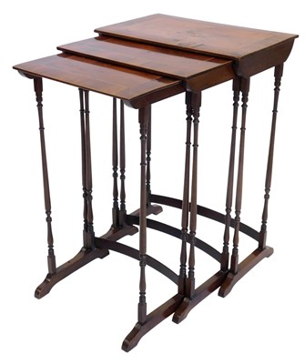 Lot 897 - A nest of three early 20thC rosewood and yew...
