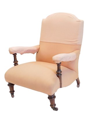 Lot 903 - A Victorian walnut armchair, upholstered in...