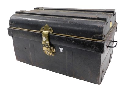 Lot 795 - A painted early 20thC tin trunk, with side...