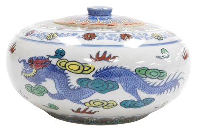 Lot 69 - A 20thC Chinese Doucai porcelain jar and cover,...