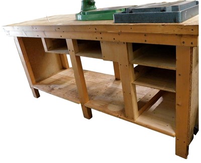Lot 953 - A wooden engineer's or workshop bench, 82cm...