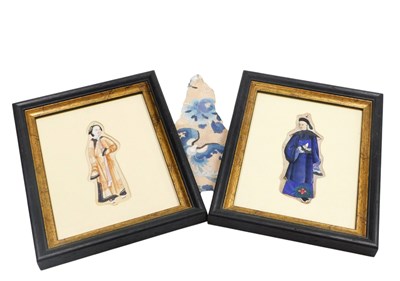 Lot 42 - A pair of late 19thC Chinese watercolours on...