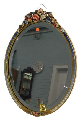 Lot 169 - A 1920s/30s Barbola type oval dressing mirror,...