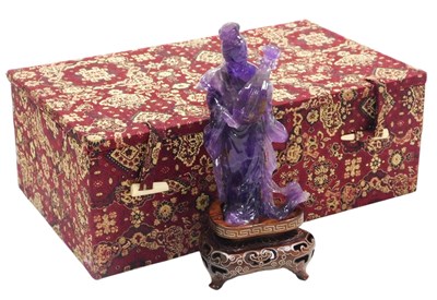 Lot 26 - A 20thC Chinese amethyst quartz figure of a...