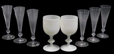 Lot 592a - A set of six Champagne flutes, and a pair of...