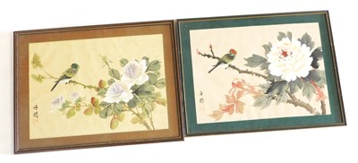 Lot 101 - Chinese School (19thC). Birds on branches with...