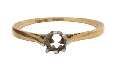 Lot 114 - A solitaire stone ring shank, yellow and white...