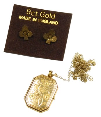 Lot 58 - A 9ct gold photo locket, of canted rectangular...
