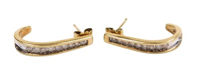 Lot 61 - A pair of diamond nine stone set earrings,...