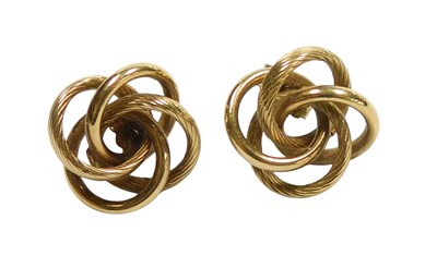 Lot 115 - A pair of earrings, of four ring interlocking...