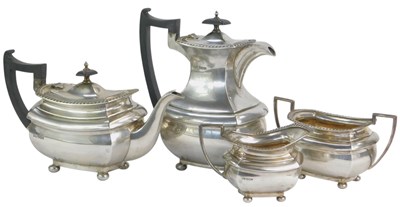 Lot 8 - A George V silver four-piece tea service,...