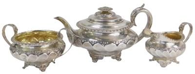 Lot 10 - A George III silver three-piece tea service,...