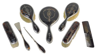 Lot 414 - A George V tortoiseshell and silver mounted...