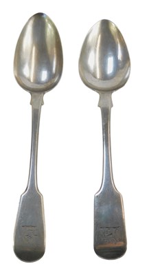 Lot 32 - Two early 19thC Fiddle pattern tablespoons,...