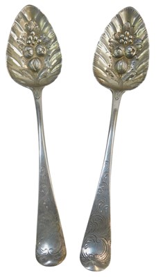 Lot 36 - A pair of George III silver serving spoons,...