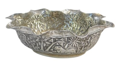 Lot 38 - An Indian white metal dish, of oval form, with...