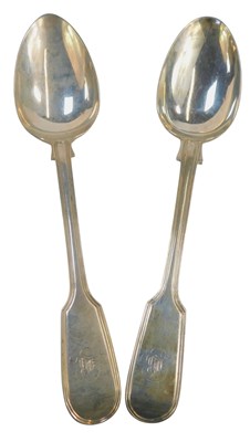 Lot 27 - A pair of Victorian silver Fiddle pattern...