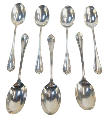 Lot 29 - A set of seven George V silver teaspoons, each...