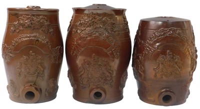 Lot 105 - Three Victorian salt-glazed stoneware spirit...