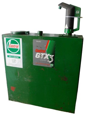 Lot 6 - A Castrol oil tank and pump.