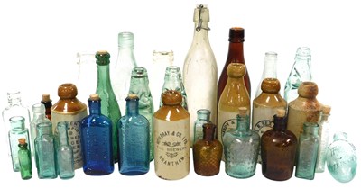 Lot 47 - A group of vintage stoneware and glass bottles,...