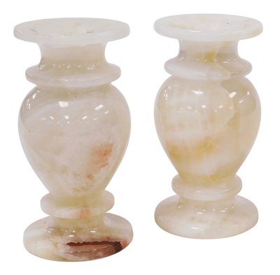 Lot 66 - A pair of late 20thC white onyx vases, of...
