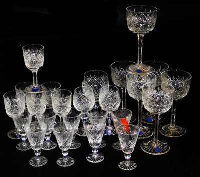 Lot 76 - A set of six Thomas Webb crystal hock glasses,...